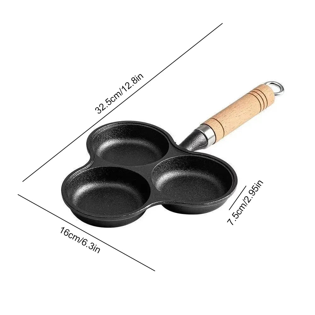 3 Cup Cast Iron Egg Frying Pan Non Stick Pancake Pan with Handle Omelette Pan for Breakfast Fried Eggs Pancakes Steaks