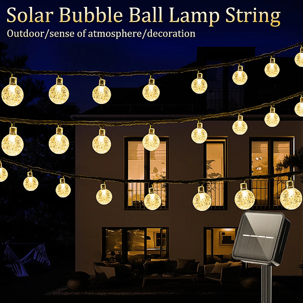 Solar Bubble Ball String Lights Outdoor 8 Modes IP44