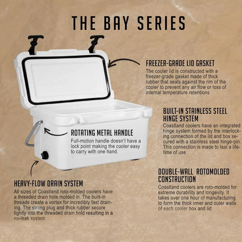 Coastland Bay Series 15 Quart Premium Insulated Rotomolded Cooler Small Ice Chest for Soccer Games Tailgates and Fishing Trips