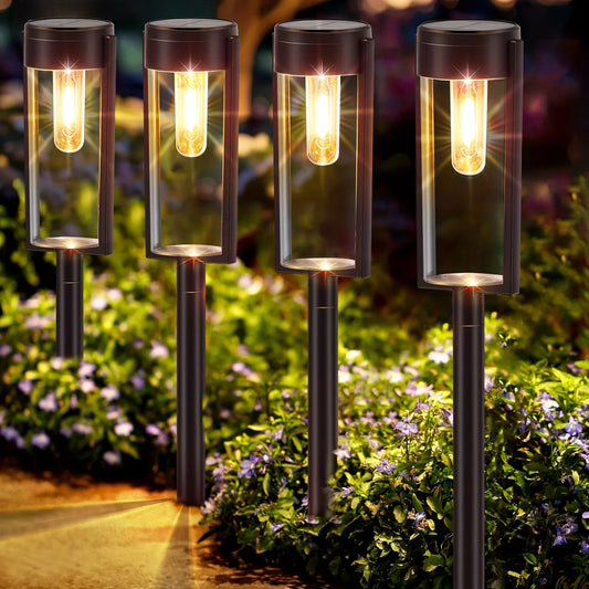 6 Or 12 Pack Solar Pathway Lights Outdoor Garden Auto On