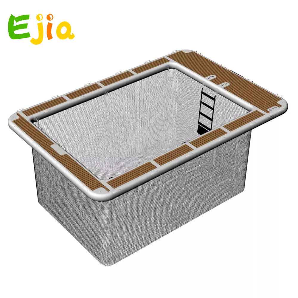 Inflatable Floating Swimming Pool Dock Platform 13x10ft Inflatable Sea Pool with Net for Yacht and Boats