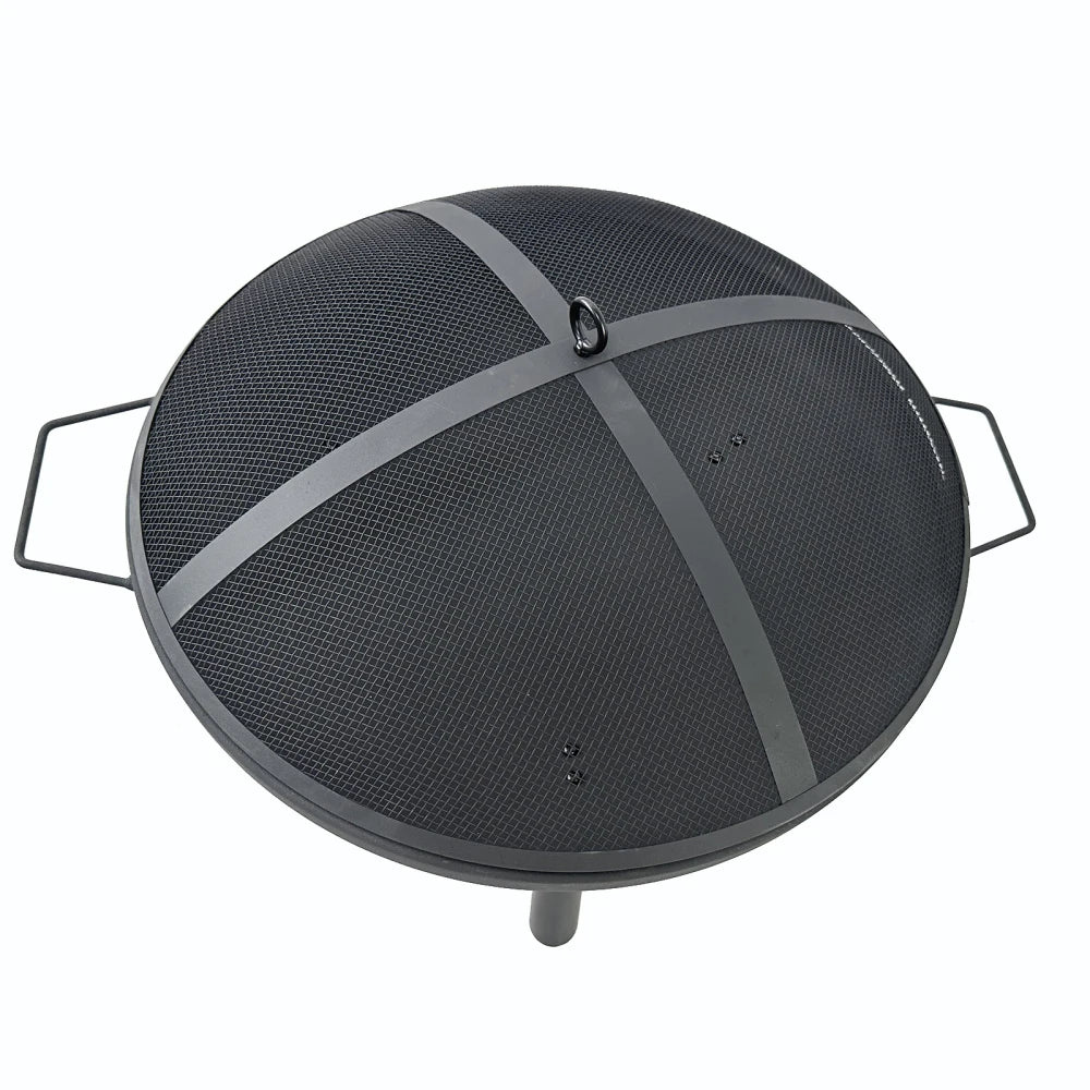 Portable Round Fire Pit Grill Fireplace Backyard Party Stove Iron Brick Color