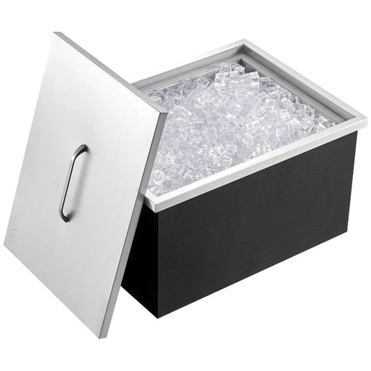 Drop In Ice Chest 20L X 14W X 12H Stainless Steel Ice Cooler Commercial Ice Bin With Cover 40 Qt Outdoor Kitchen Ice Bar Drain