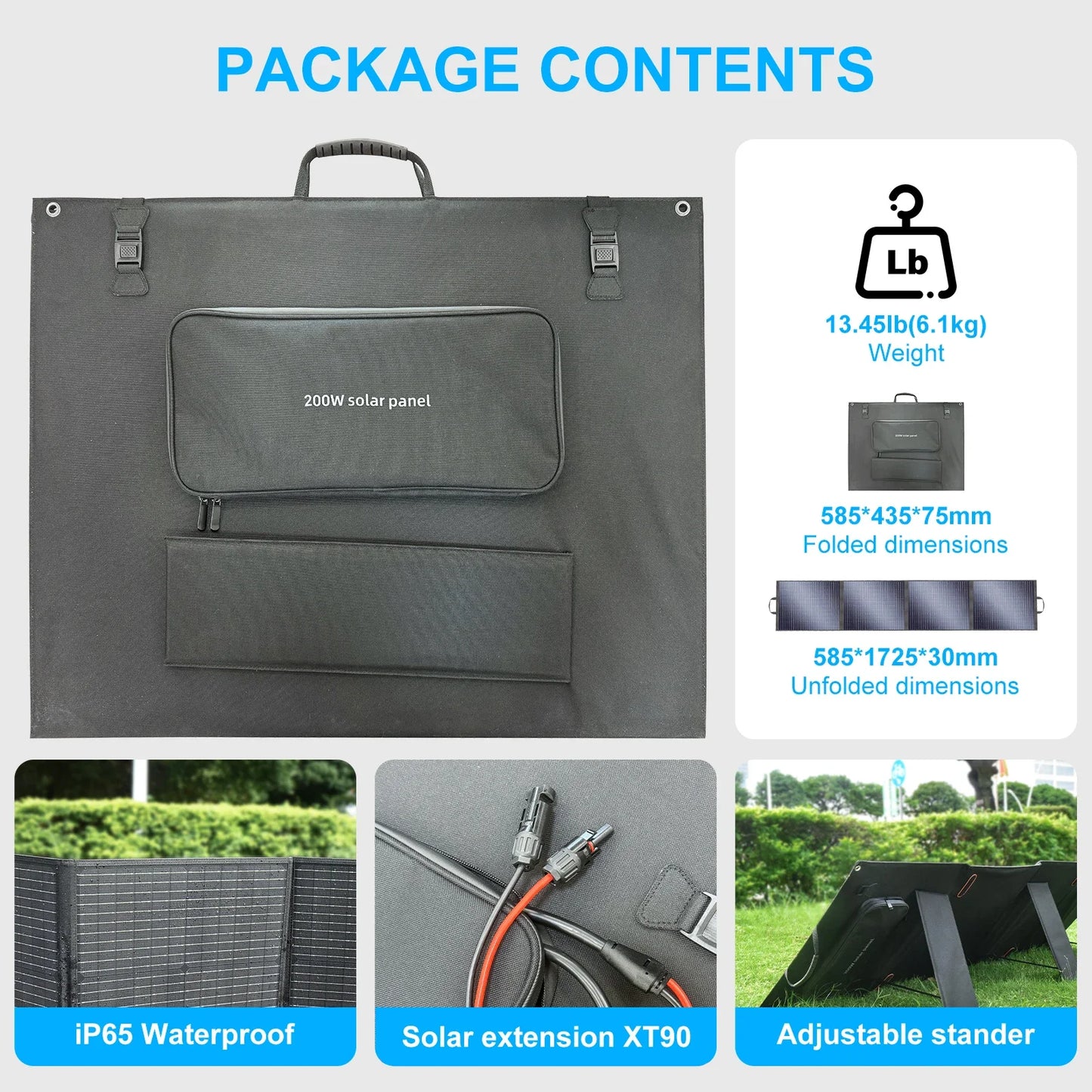 Tallpower 200W 18V Foldable Monocrystalline Solar Panel Ip65 Waterproof Mobile Charger for Laptop Power Supply Solar Generator Fishing