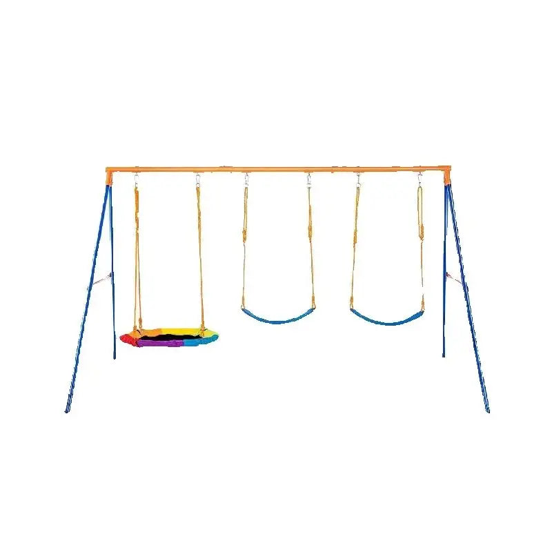 SucceBuy Swing Sets for Backyard 600 Pounds Capacity with 1 Saucer Swing Seat and 2 Belt Swing Seats for Kids Outdoor Play