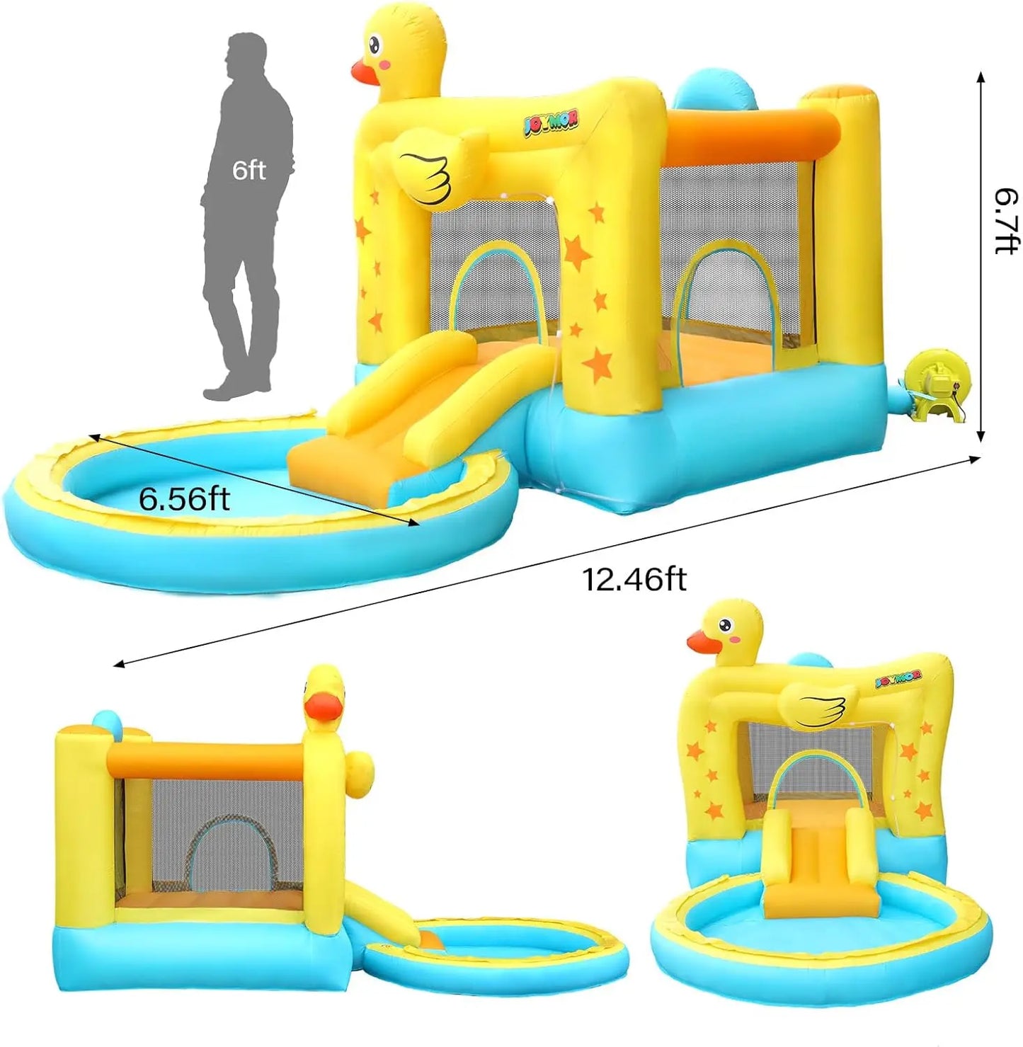 Inflatable Water Slide with Ocean Ball Pit Slide Sprinklers Toddler Bounce House Castle Indoor Outdoor 30s Blow Up Bounce House