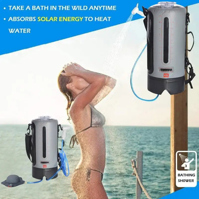 12L Portable Camping Shower Bag With Foot Pump Window