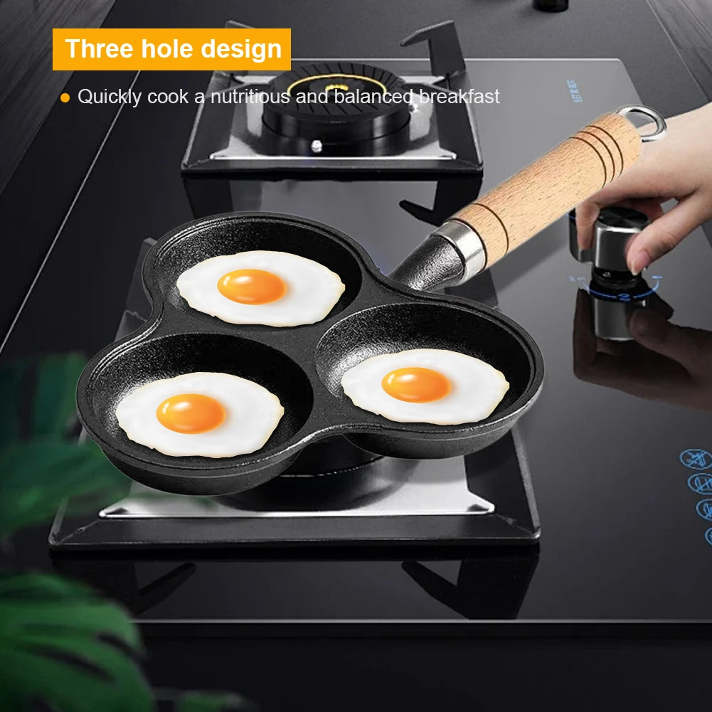3 Cup Cast Iron Egg Frying Pan Non Stick Pancake Pan with Handle Omelette Pan for Breakfast Fried Eggs Pancakes Steaks