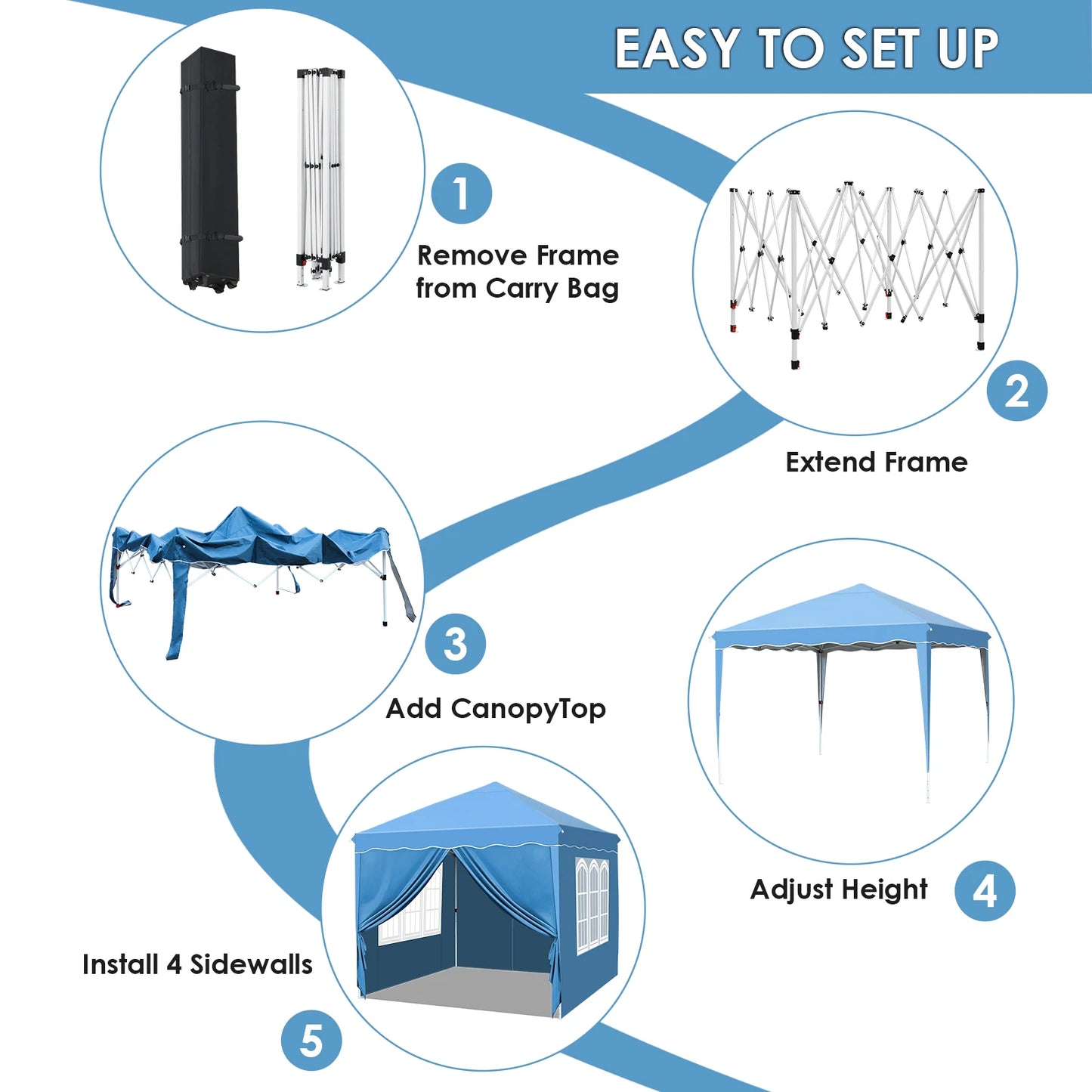 AOOU 10x10FT Pop Up Canopy With 4 Sidewalls Wheeled Bag