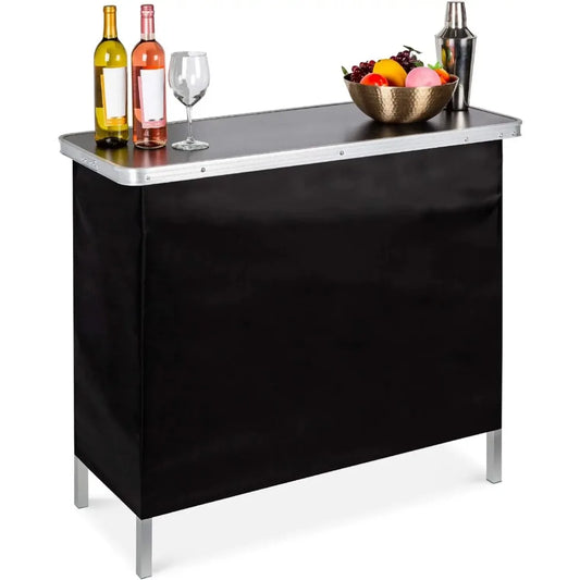 Portable Pop Up Bar Table With Carrying Case and Storage Shelf for Indoor Outdoor Party Tailgate