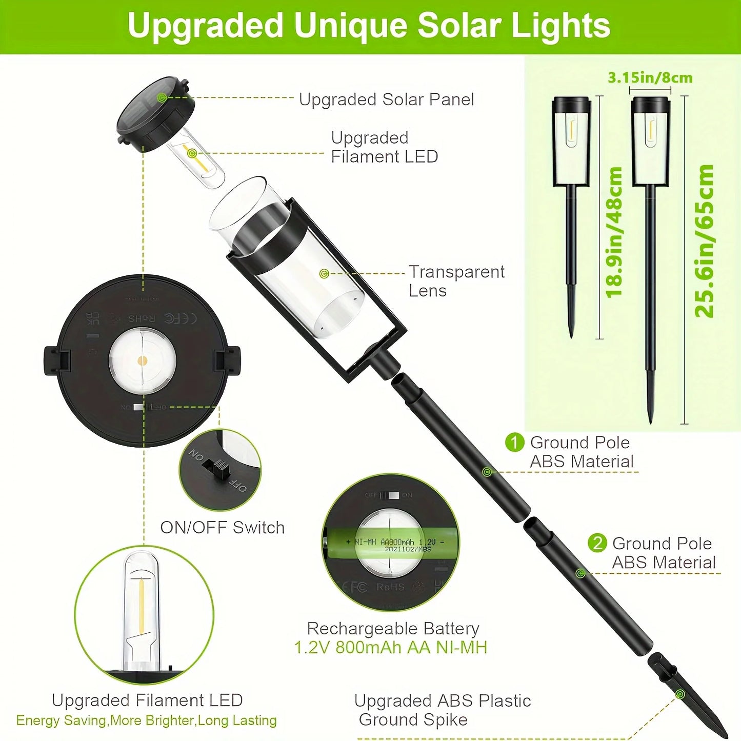 6 Or 12 Pack Solar Pathway Lights Outdoor Garden Auto On