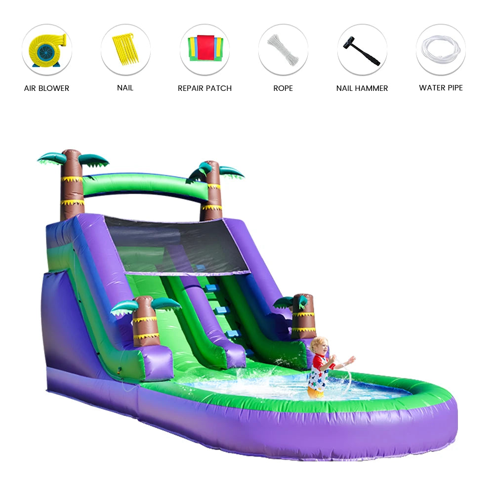 Giant Commercial PVC Inflatable Bounce House Tropical Water Slide for Kids Party Children's Playground Toys