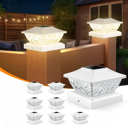 8 Pack Two Mode Solar Post Lights for 4x4 5x5 Posts