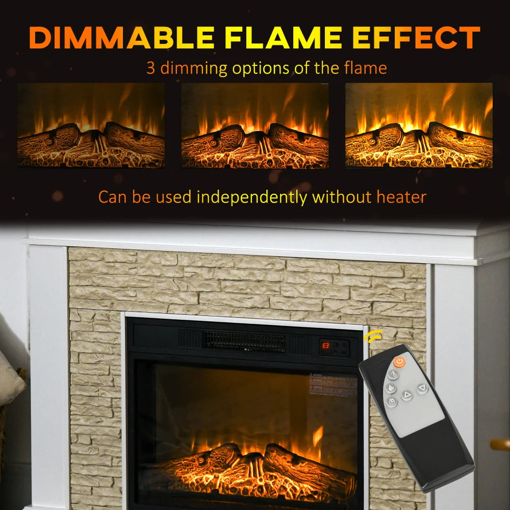 31.5 Inch Electric Fireplace with Mantel 1400W Freestanding Heater White with Remote Control Timer and Overheat Protection