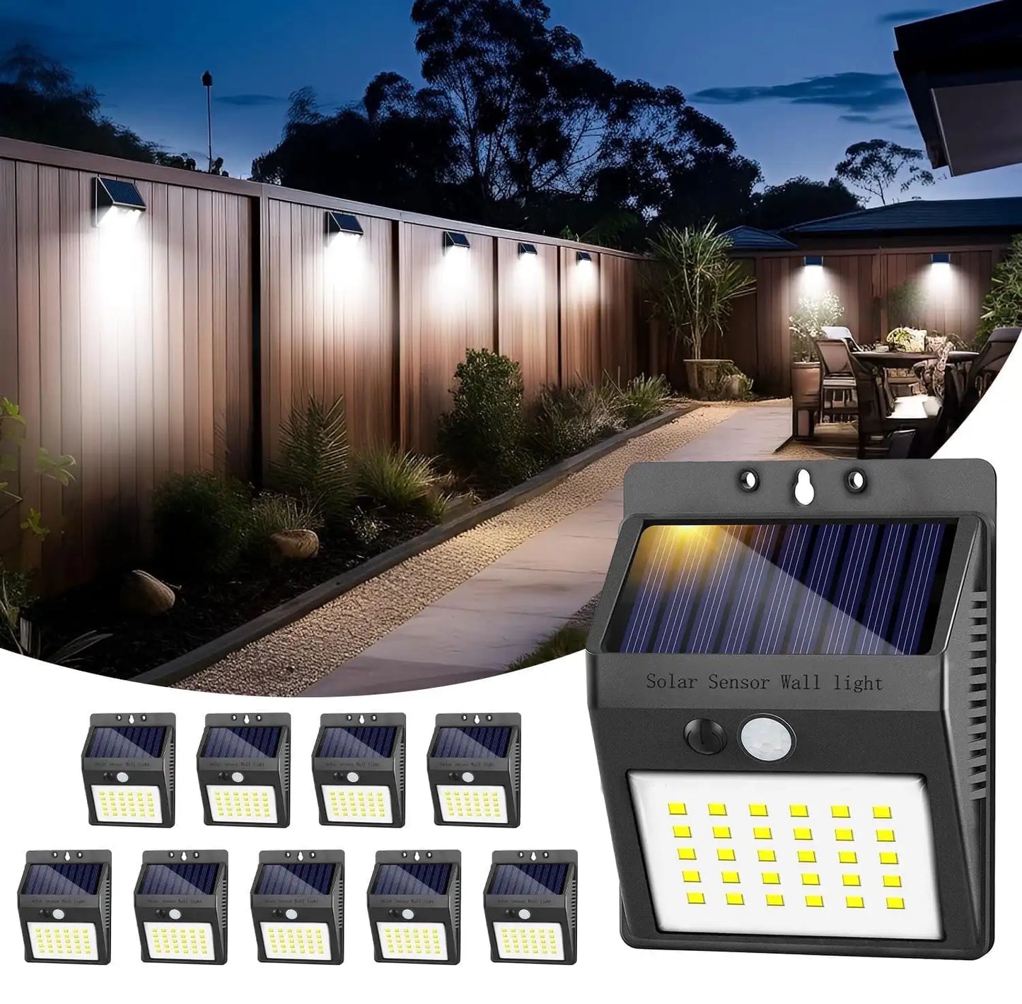 Solar LED Motion Sensor Lights For Garden Yard Fence