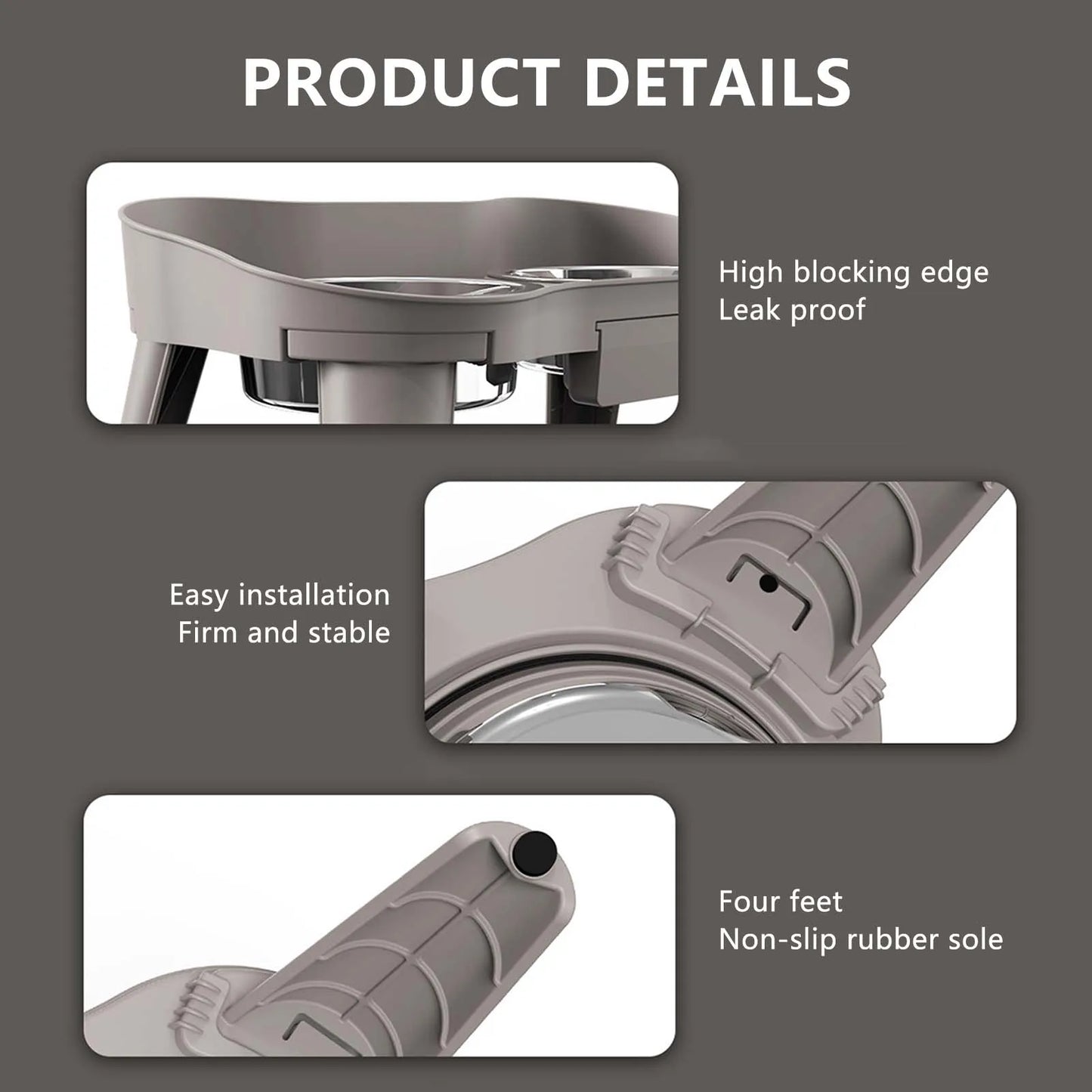 Elevated Stainless Steel Dog Feeder Non Spill Bowl Stand