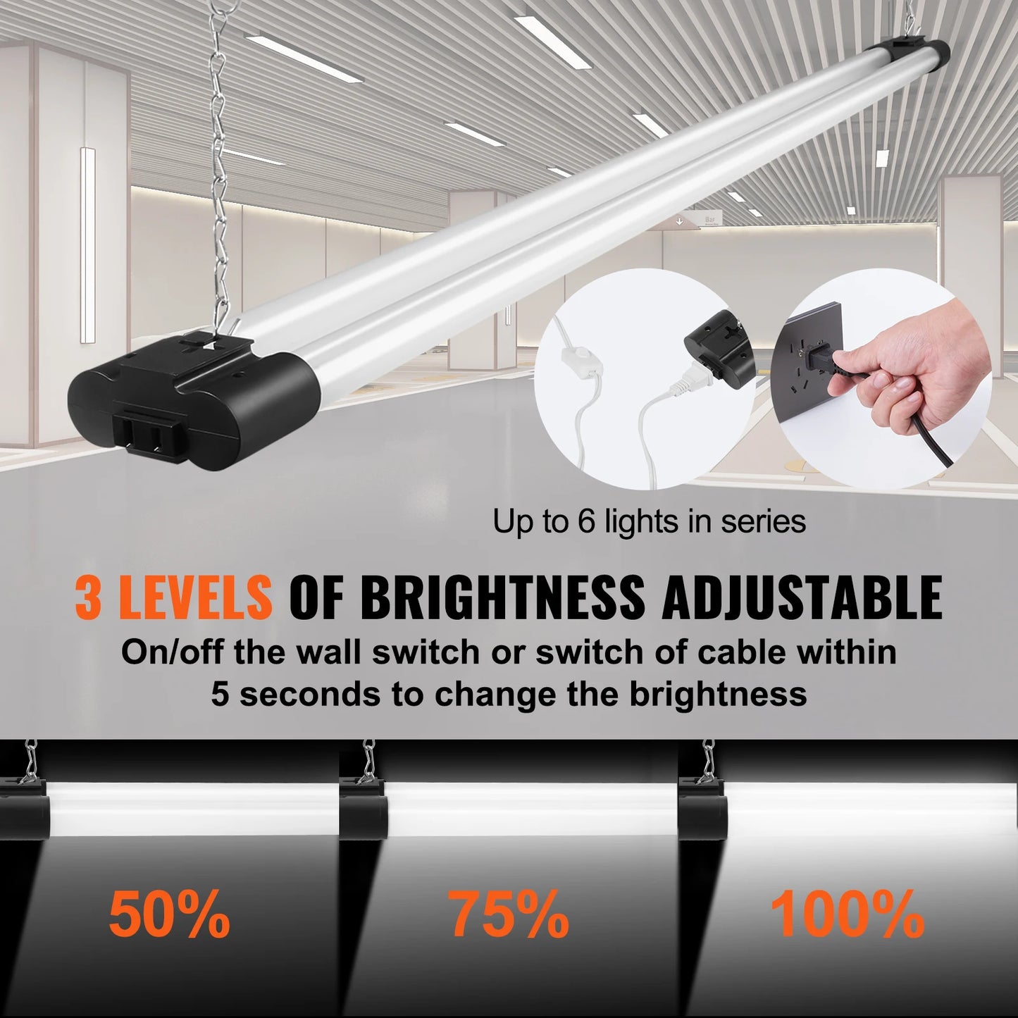 LED Linkable 4FT Shop Light 40W 4500LM Hanging Mount