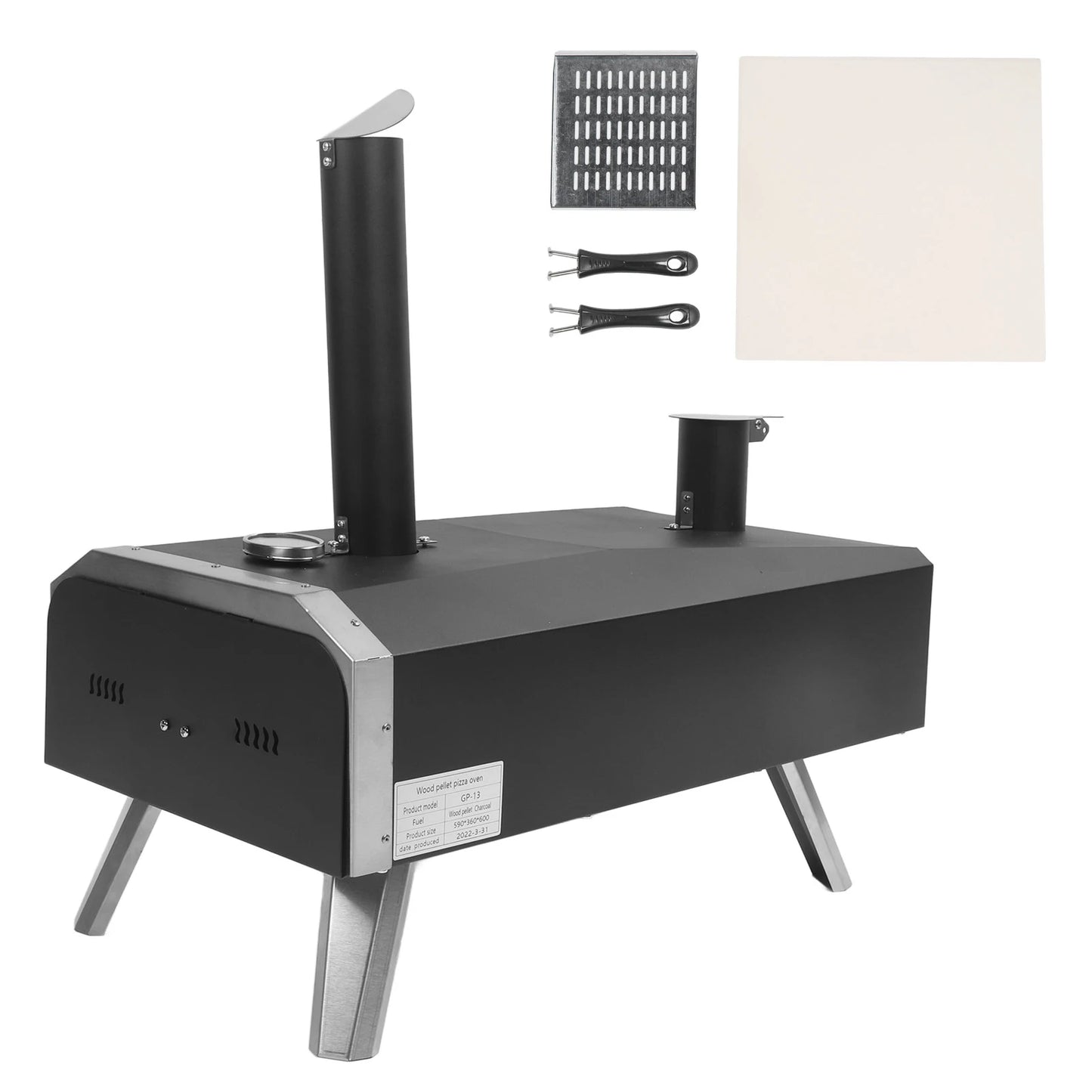 12in Portable Wood Fired Pizza Oven Stainless Steel