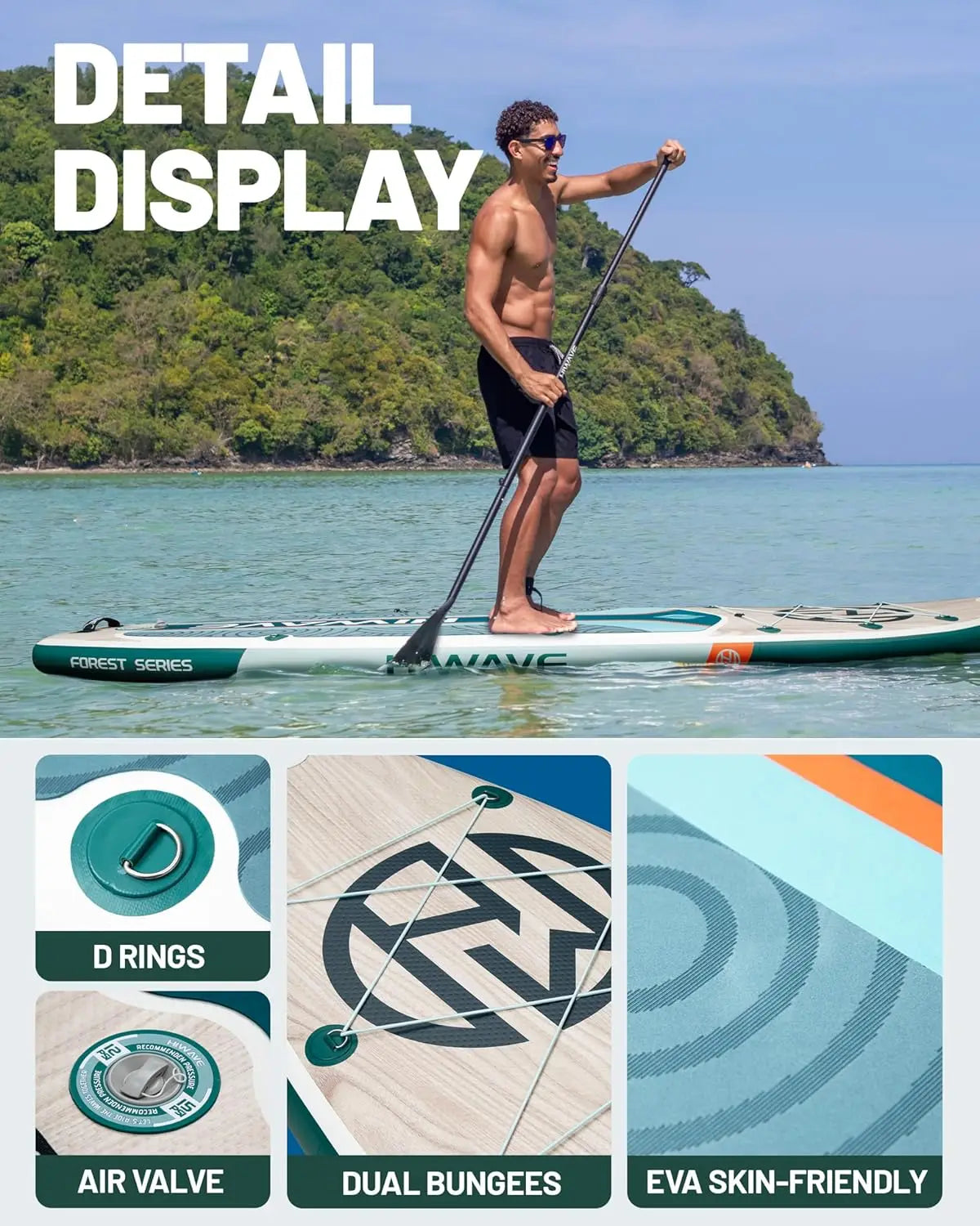 Inflatable Paddle Board 11 Feet x 34 Inches x 6 Inches Extra Wide SUP Board 350 Pound Capacity for Adults Suitable for Sea and Lakes
