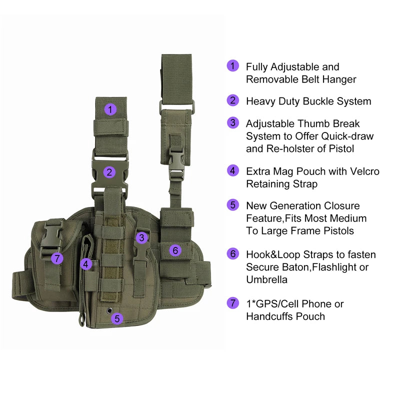 Tactical Leg Gun Holster Camouflage Bag Pistol Phone Pocket
