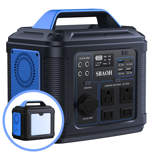 300W Portable Power Station 296Wh 100W USB C PD AC