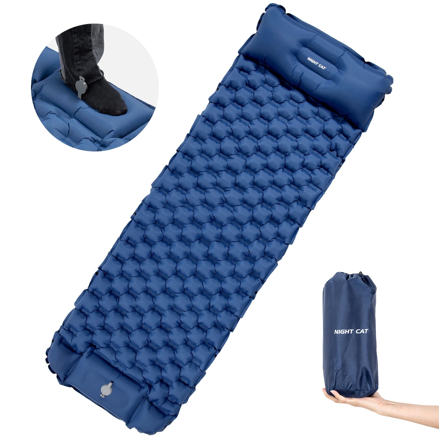Waterproof Ultralight Inflatable Sleeping Pad With Pillow