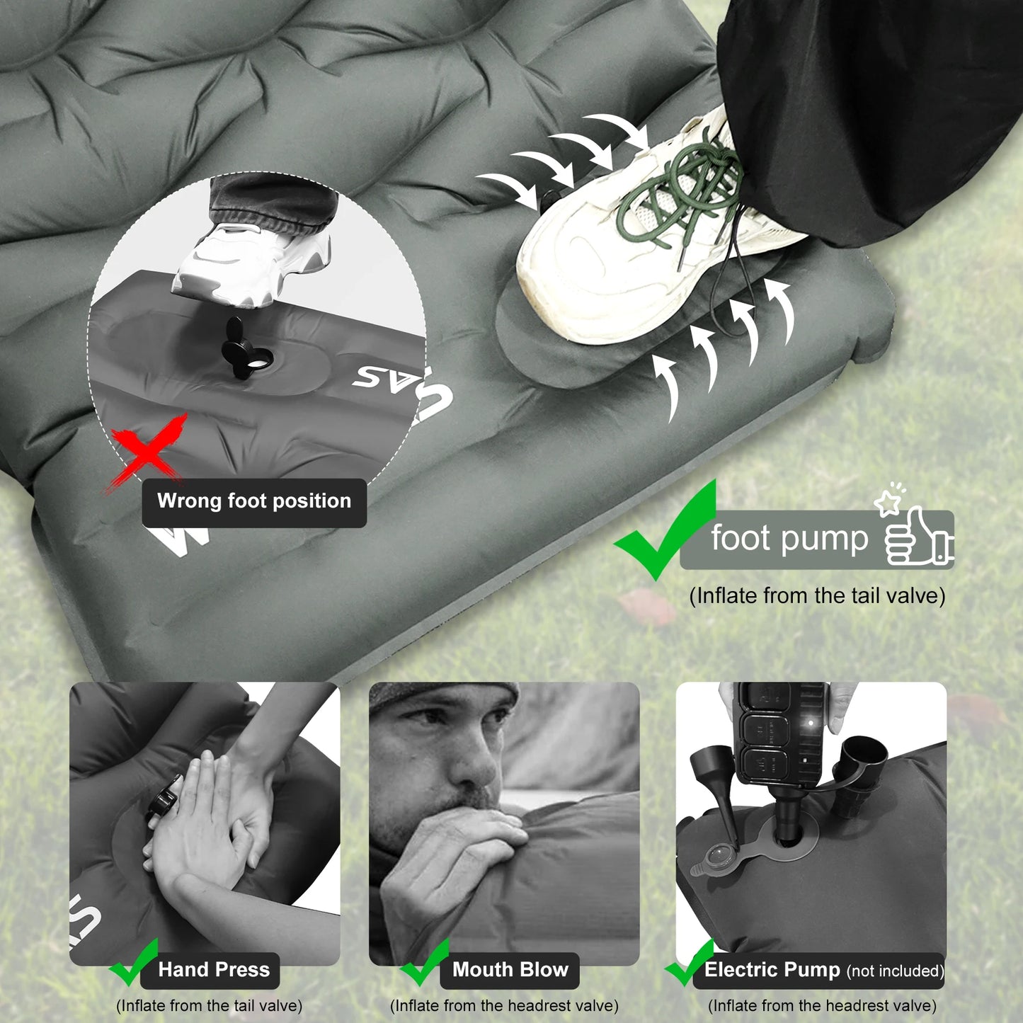 WTVIDAS Oversized Camping Sleeping Pad 4.2 Inch Inflatable