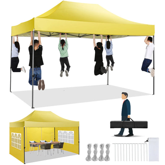 10x15 Heavy Duty Pop Up Canopy Tent With Sidewalls Plus