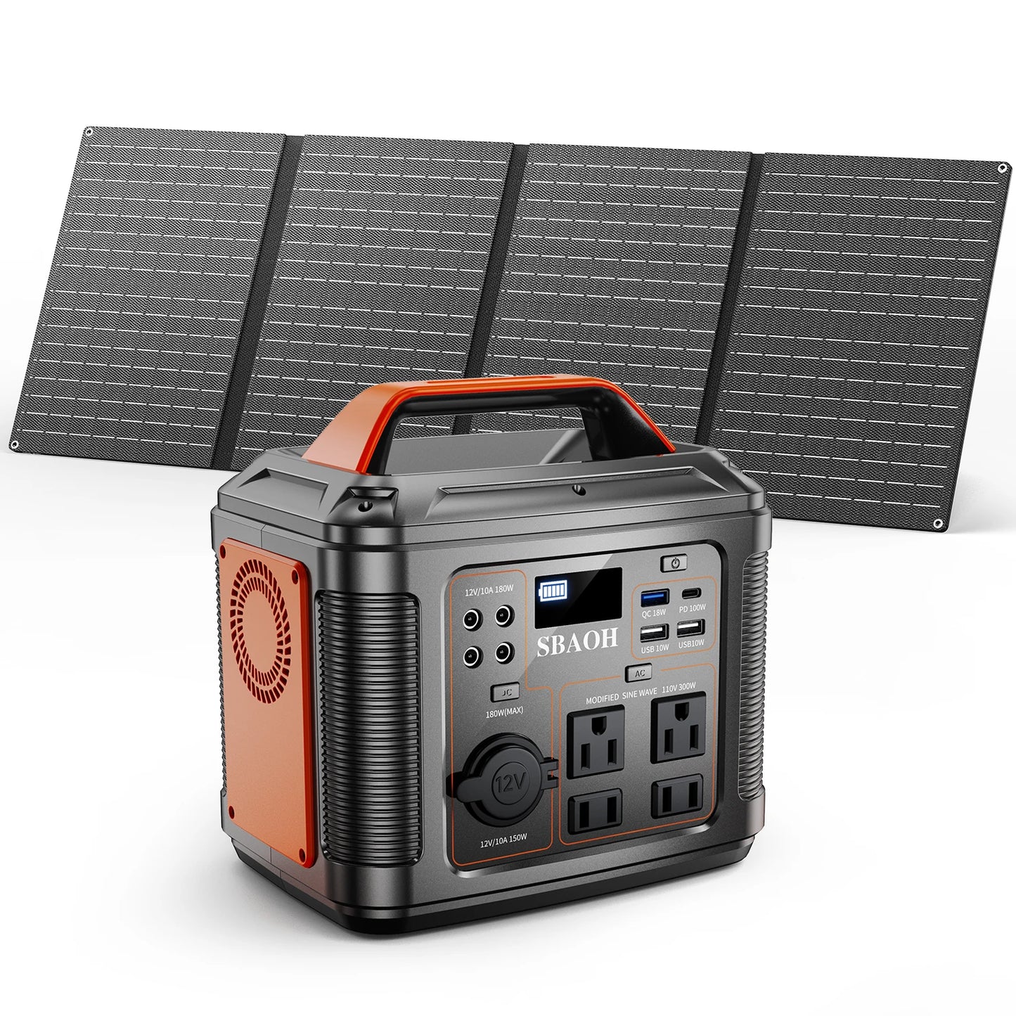 300W Portable Power Station 296Wh Solar Generator Black