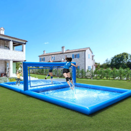 Inflatable Air-Inflated Family Fun Portable Outdoor Volleyball Court for Kids and Adults with 800W Air Blower 10x5x2.1m