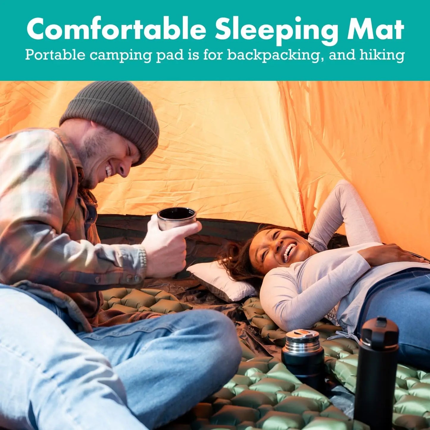 Ultralight Inflatable Sleeping Pad 74x22 Inch Camping
