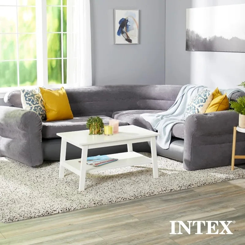 Intex Inflatable L Shaped Corner Sofa Velvet Air Couch