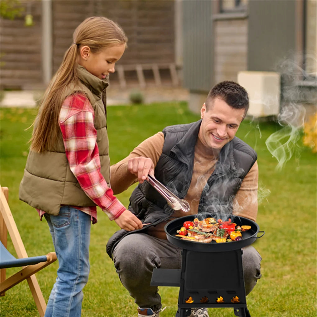 Portable Windproof Outdoor Wood Heater with Burner Stove Bin for Camping Tent