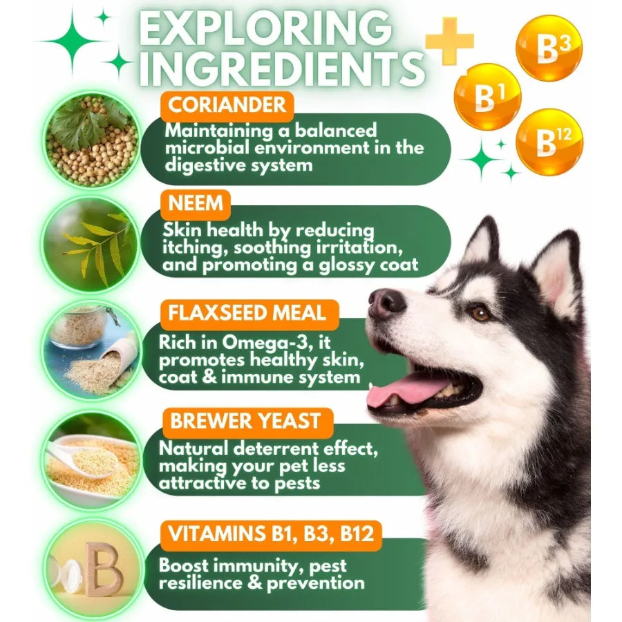 Flea and Tick Prevention Chewables for Dogs Natural Oral Flea and Tick Control Supplement