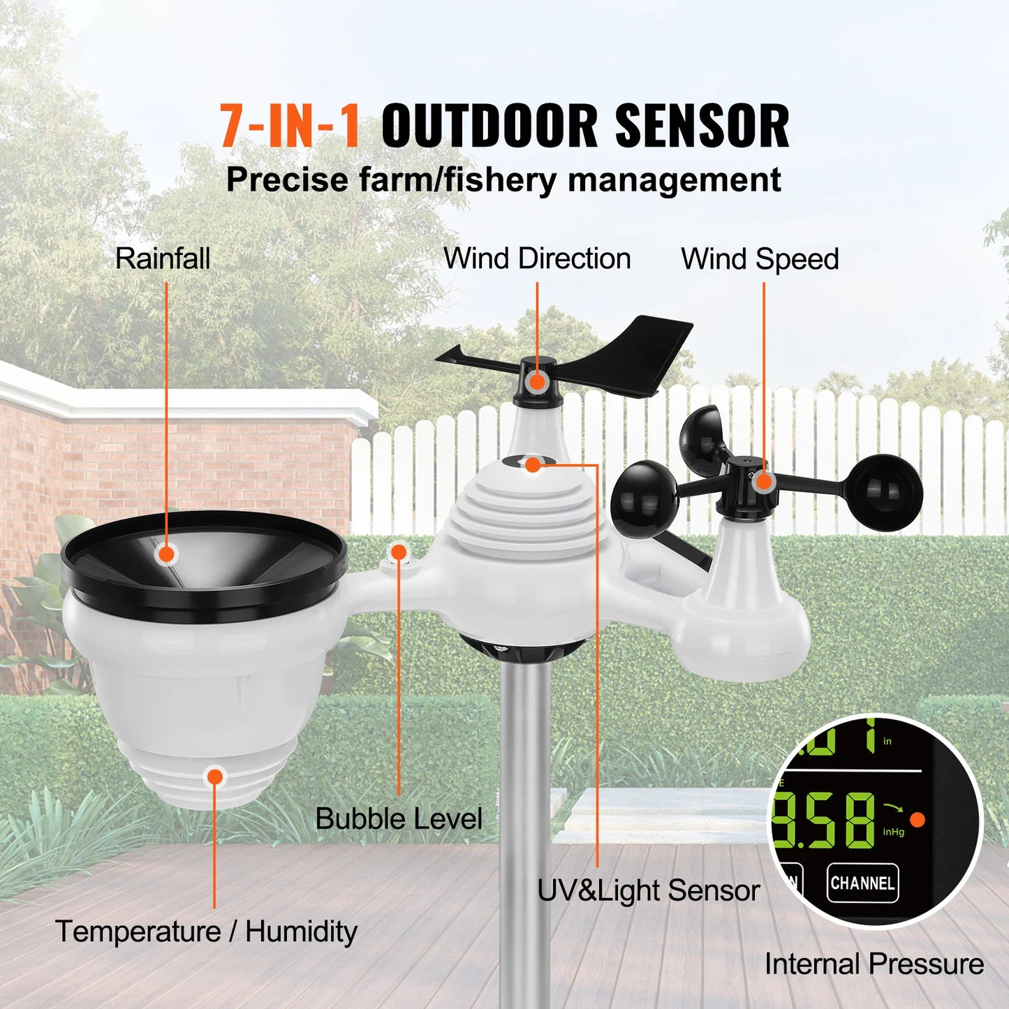 SucceBuy 7 In 1 Wireless Weather Station Large Color Display