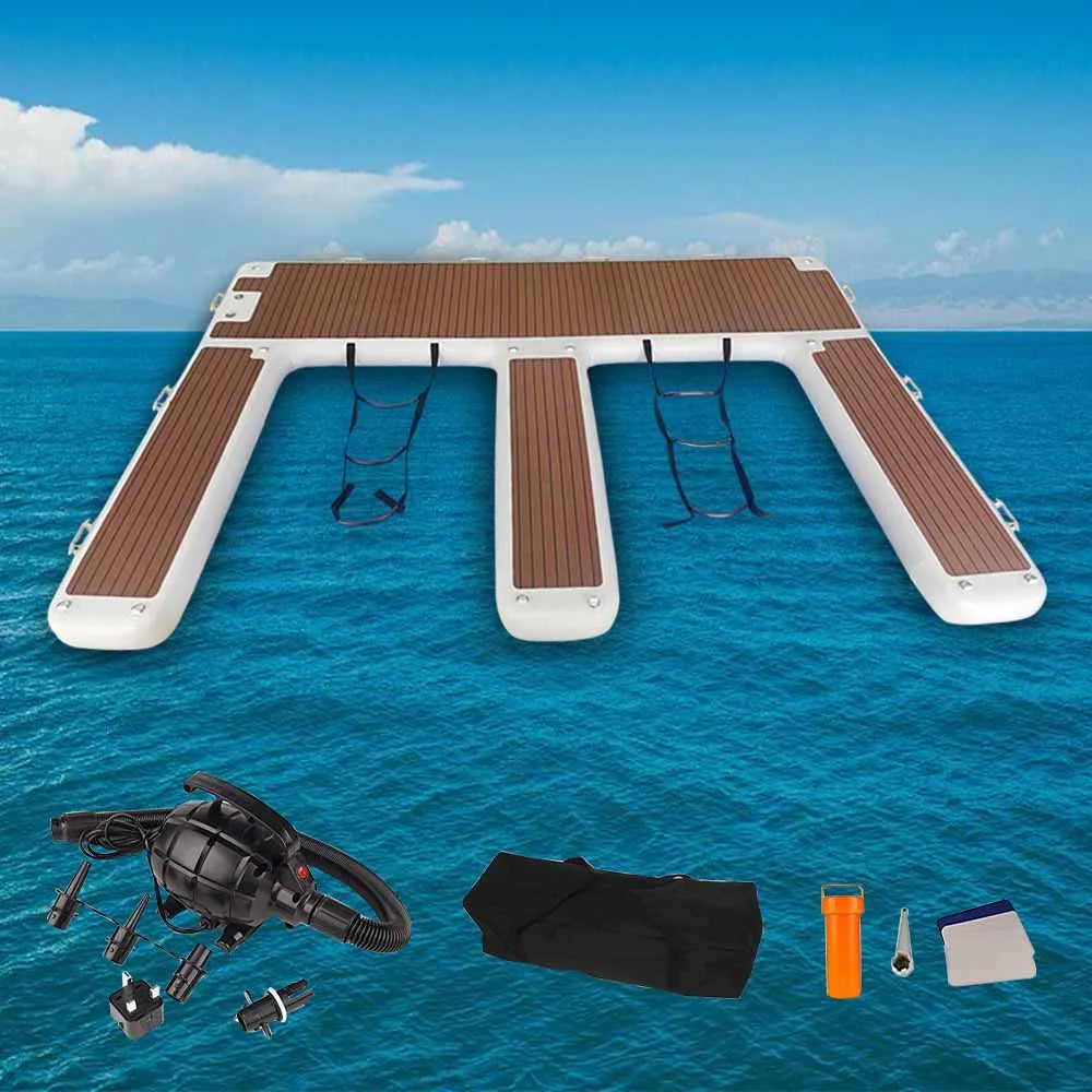 US Stock 13ft 4m EVA Non Slip Inflatable E Dock Platform Double Jet Ski Dock Luxury Water Floating Mat for Lake Pool Boat