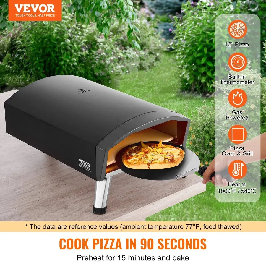 12 Inch Outdoor Portable Gas Pizza Oven Foldable Iron Spray Camping Aluminum Copper Alloy
