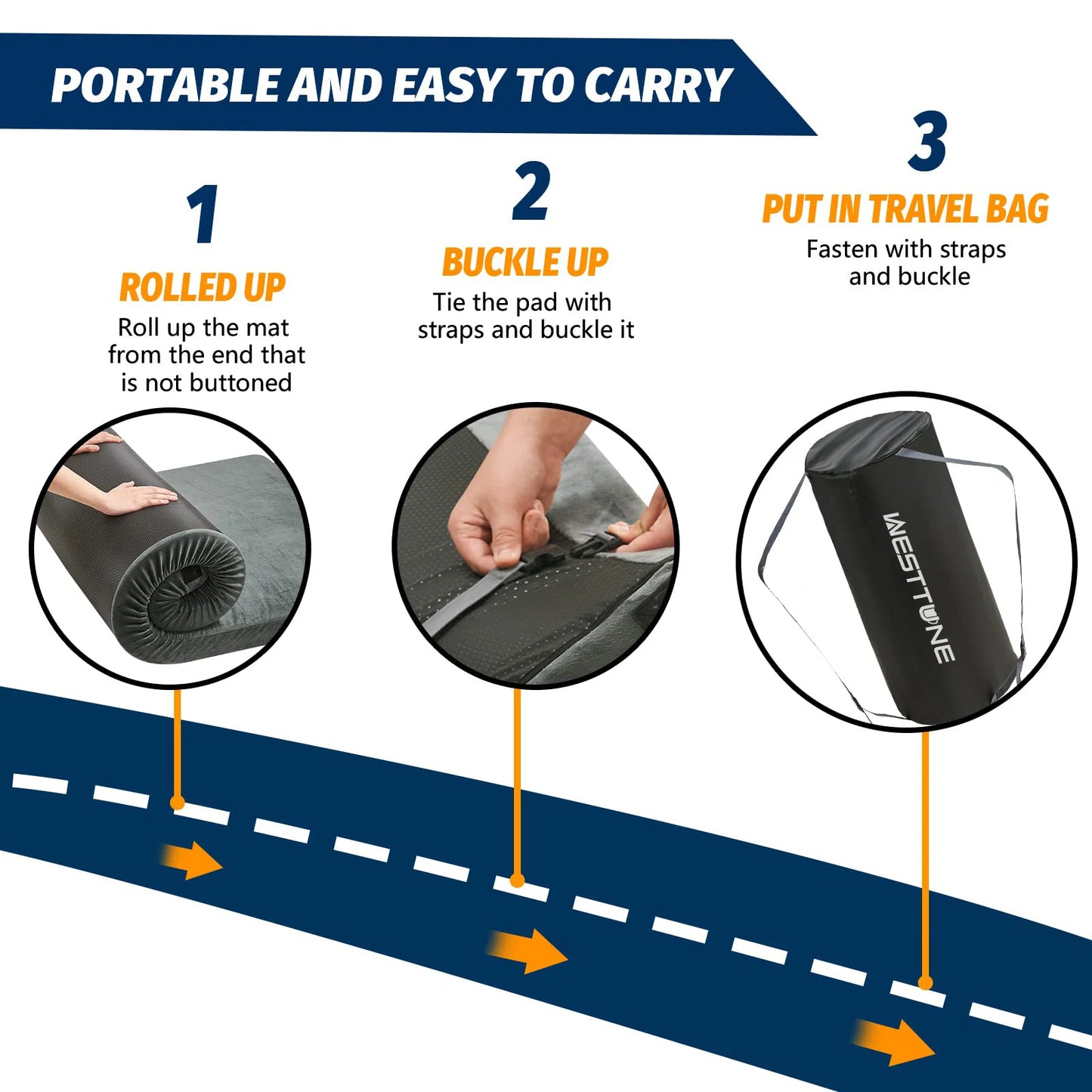 WESTTUNE Memory Foam Camping Sleeping Pad Portable For Car