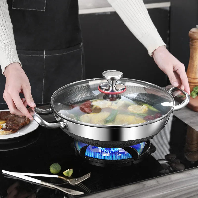 Stainless Steel Pan, Cooking Pan, Double-sided Honeycomb Frying Pan, Non-stick Pan with Lid Induction Cooker Gas Stove Universal