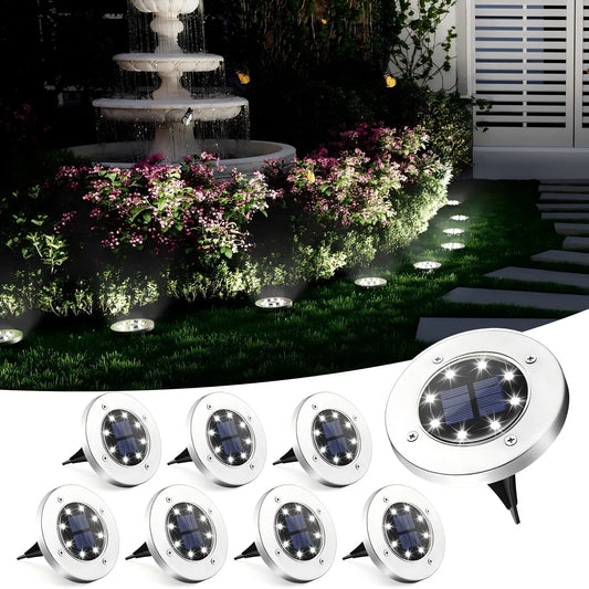 Solar Landscape Lights 8 LED Cool Warm Outdoor Garden
