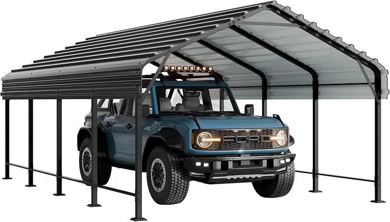 12x20 Ft Metal Carport Heavy Duty Galvanized Shelter