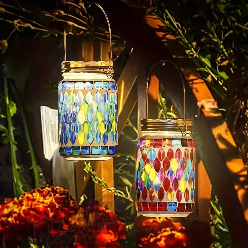 Solar Mosaic Outdoor Lantern Rechargeable Garden Light