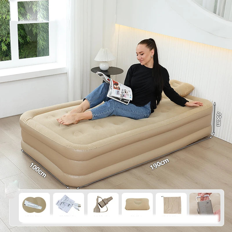 Portable Folding Inflatable Camping Mattress With Pump