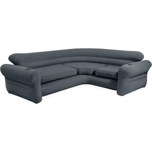 Intex Inflatable L Shaped Corner Sofa Velvet Air Couch
