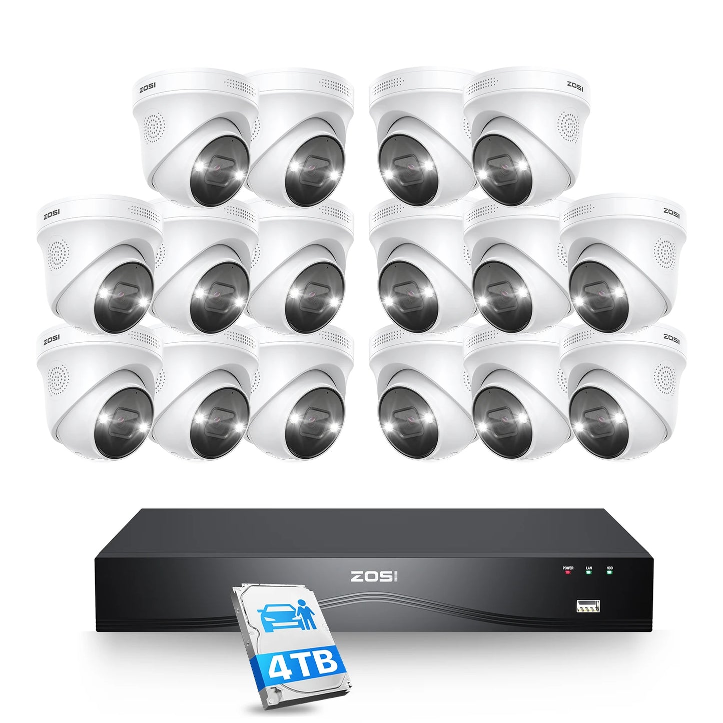 ZOSI 4K 8MP PoE 32CH NVR Camera System With AI 4TB Plus