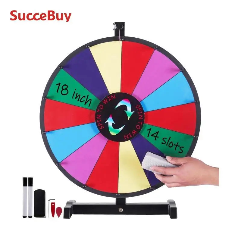 SucceBuy 18 Inch 24 Inch 36 Inch Spinning Prize Wheel 14 Slots Tabletop Floor Standing Spin Game for Parties Pubs