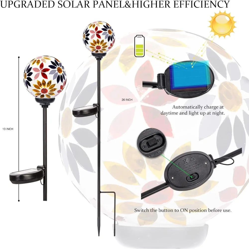 Solar Mosaic LED Garden Stake Light Waterproof Outdoor