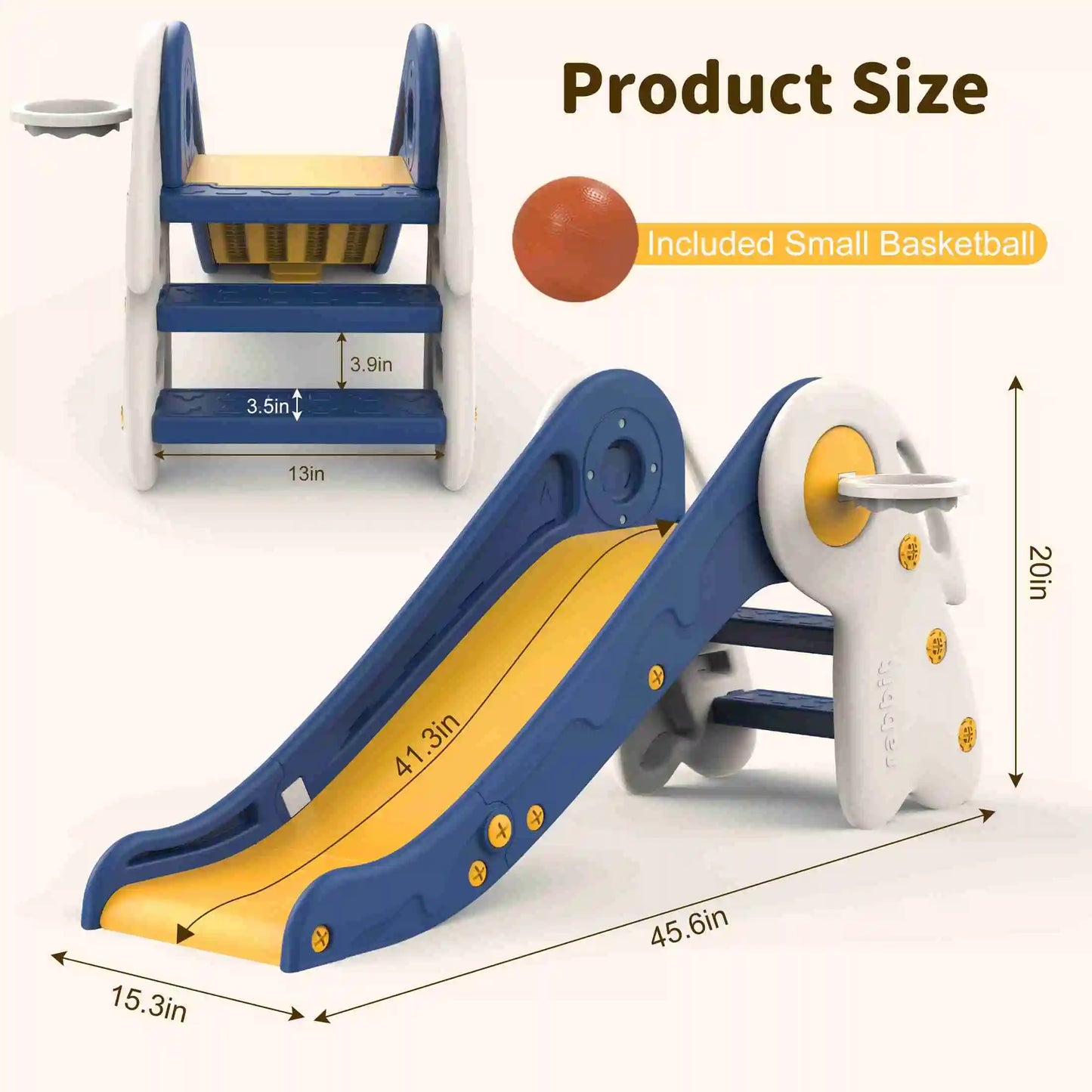 Kids Foldable Red Slide PE Plastic Indoor Outdoor Play Slide for Toddlers Ages 3 to 6