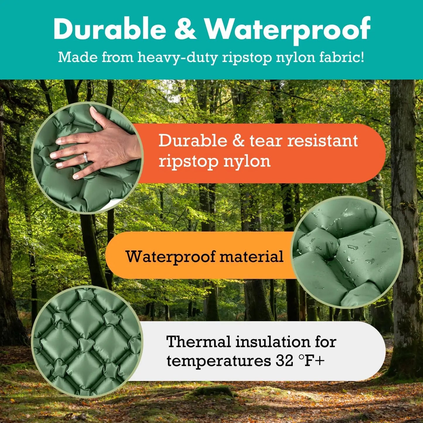 Ultralight Inflatable Sleeping Pad 74x22 Inch Camping