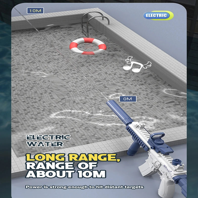Electric Water Gun Pistol 10M Long Range Portable M416 Shooting Toy for Boys Summer Beach Outdoor Games